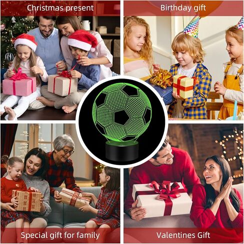 Soccer 3D Night Light, 3D Illusion Lamp with Remote Control 16 Colors Changing, Soccer Accessories Stuff Toys Decor for Fan Boys Girls in Saudi Arabia