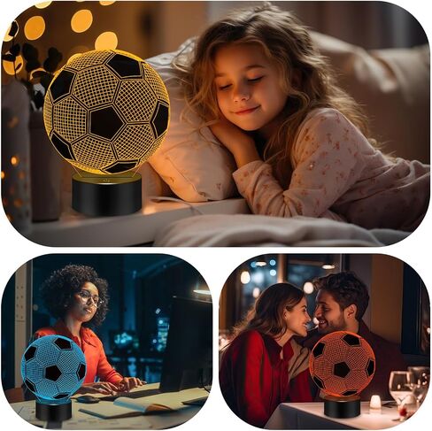 Soccer 3D Night Light, 3D Illusion Lamp with Remote Control 16 Colors Changing, Soccer Accessories Stuff Toys Decor for Fan Boys Girls in Saudi Arabia