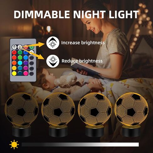 Soccer 3D Night Light, 3D Illusion Lamp with Remote Control 16 Colors Changing, Soccer Accessories Stuff Toys Decor for Fan Boys Girls in Saudi Arabia