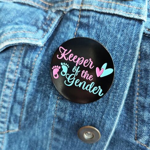 Gender Reveal Pins - Keeper of the Baby Feet Hearts Enamel Lapel Pins Badge, Team Boy Girl Button Pins for Baby Shower Party Favors and Gifts Decoration in Saudi Arabia