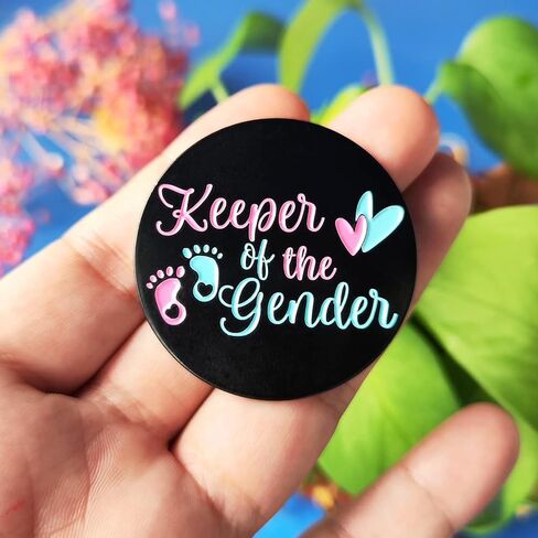 Gender Reveal Pins - Keeper of the Baby Feet Hearts Enamel Lapel Pins Badge, Team Boy Girl Button Pins for Baby Shower Party Favors and Gifts Decoration in Saudi Arabia