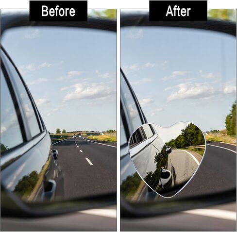 4 Pcs Heart Blind Spot Mirror, Adjustabe Angle Removable Convex Rearview Mirrors, Universal Fit Stick-On Car Side Mirrors Blindspot Heart Shaped Blind Spot Mirror for Cars SUVs Trucks-Cars Accessories in Saudi Arabia