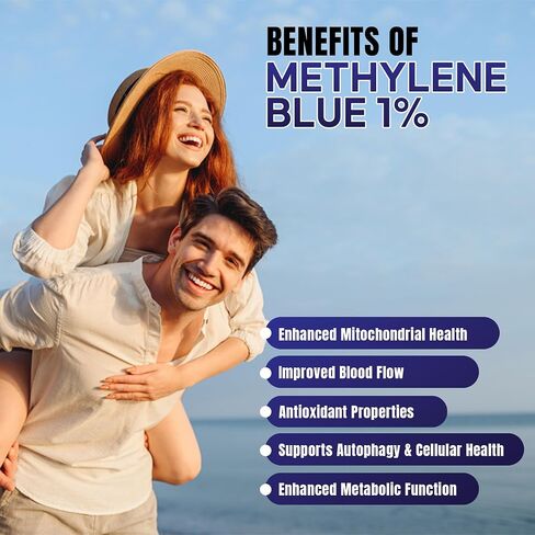 Methylene Blue Pharmaceutical Grade 99.99% with Dropper, Health Dietary Supplement for Humans, No Formaldehyde, Made in USA (1% 50ml Bottle) in Saudi Arabia