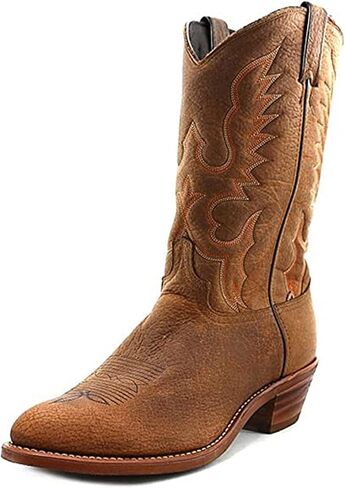 Abilene Men's Bison Leather Cowboy Boot Medium Toe Tan 9.5 EE US in Saudi Arabia