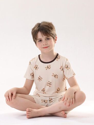 Bow Dream Rayon Bamboo Toddler Boys Outfits Baby Boy Clothing Sets Short Sleeve T-Shirt and Shorts in Saudi Arabia