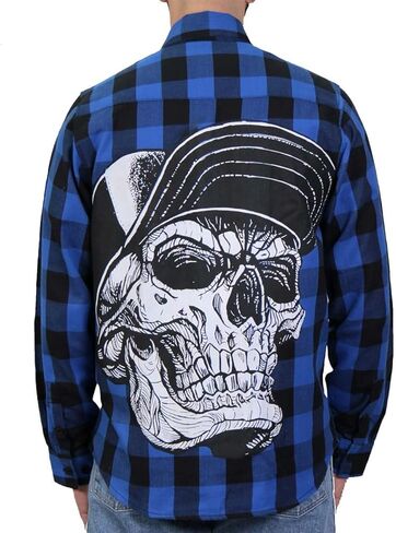 Hot Leathers FLM2107 Men's 'Snap Back Skull' Flannel Long Sleeve Shirt in Saudi Arabia