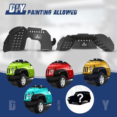 Fender Flares For Jeep 2007-2018 Wrangler JK JKU 2/4-Doors, Hawkley Offroad Steel Fender Flares with LED DRL Light & Sequential Turn Signal Lights for 07-18 Wrangler JK Replacement Accessories in Saudi Arabia