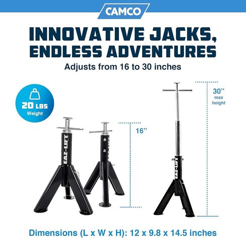 Eaz-Lift Camco Telescopic RV Jack, Set of 2 - Adjusts from 16-inches to 30-inches - Featues a 6,000 lb. Load Capacity (48864) in Kuwait