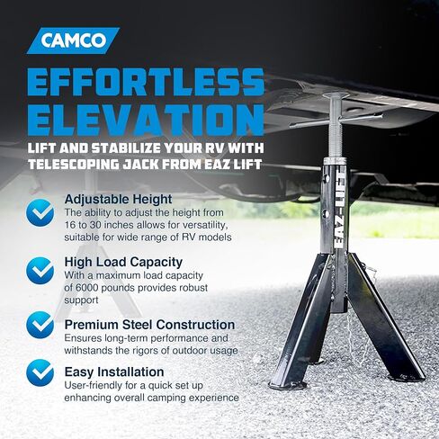 Eaz-Lift Camco Telescopic RV Jack, Set of 2 - Adjusts from 16-inches to 30-inches - Featues a 6,000 lb. Load Capacity (48864) in Kuwait