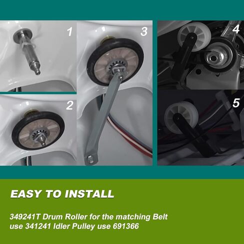 AMI PARTS 341241& 691366 Dryer Belt and Pulley Kit Fits AP2946843, W10131364 Compatible with Whirlpool, Kenmore in Saudi Arabia