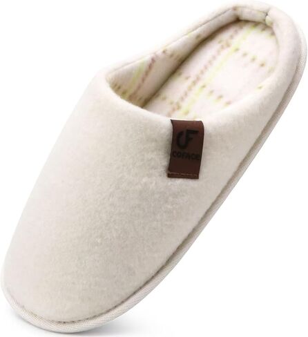 شبشب رجالي COFACE، إسفنج مريح للذاكرة للاستخدام الداخلي والخارجي سهل الارتداء للرجال، مريح لتقويم العظام والتهاب اللفافة الأخمصية ودعم قوس غرفة النوم ودفء فرو غامض وشتوي أحذية منزلية نعل صلب أسود مقاس 7 in Kuwait