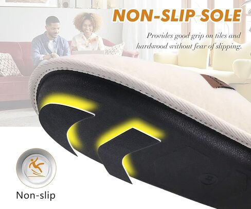 شبشب رجالي COFACE، إسفنج مريح للذاكرة للاستخدام الداخلي والخارجي سهل الارتداء للرجال، مريح لتقويم العظام والتهاب اللفافة الأخمصية ودعم قوس غرفة النوم ودفء فرو غامض وشتوي أحذية منزلية نعل صلب أسود مقاس 7 in Kuwait