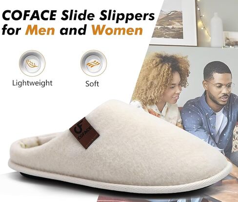 شبشب رجالي COFACE، إسفنج مريح للذاكرة للاستخدام الداخلي والخارجي سهل الارتداء للرجال، مريح لتقويم العظام والتهاب اللفافة الأخمصية ودعم قوس غرفة النوم ودفء فرو غامض وشتوي أحذية منزلية نعل صلب أسود مقاس 7 in Kuwait