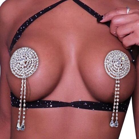 Rhinestone Body Jewelry Festival Nipple Stickers Crystal Breast Cover Chest Stickers Accessories Jewelry for Women in Saudi Arabia