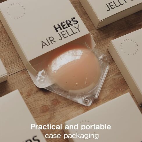 AIRJELLY Nipple Cover - Sticky Adhesive Silicone Nipple Pasties - Reusable Pasty Nipple Covers for Women with Travel Box Cream in Saudi Arabia