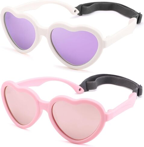 LIU·WEN Kids Heart Sunglasses for Toddler Girls Age 2-8 - Polarized TPEE Rubber Flexible Shades in Saudi Arabia