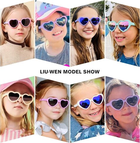 LIU·WEN Kids Heart Sunglasses for Toddler Girls Age 2-8 - Polarized TPEE Rubber Flexible Shades in Saudi Arabia