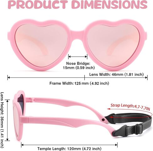 LIU·WEN Kids Heart Sunglasses for Toddler Girls Age 2-8 - Polarized TPEE Rubber Flexible Shades in Saudi Arabia