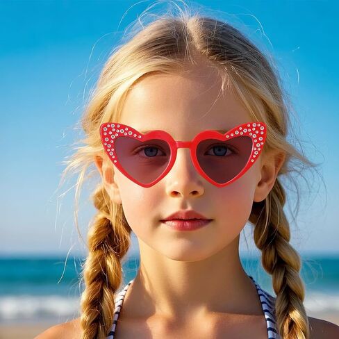 Yookat 6 Pairs of Kids Heart Shaped Sunglasses Heart Sun Glasses for Party Beach Outdoor in Saudi Arabia