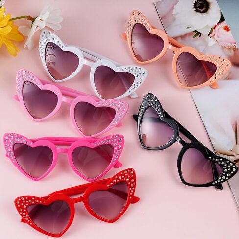 Yookat 6 Pairs of Kids Heart Shaped Sunglasses Heart Sun Glasses for Party Beach Outdoor in Saudi Arabia