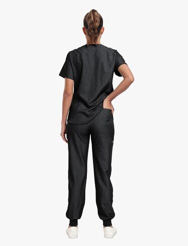 Scrubs for Women Set, Curve V-Neck Top & Drawstring Jogger Pants, 7 Pockets, 4-Way Stretch Nurse Uniforms in Saudi Arabia