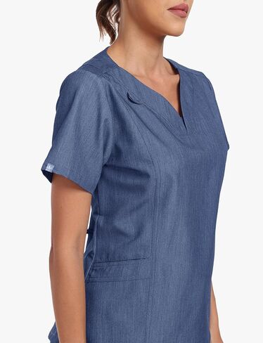 Scrubs for Women Set, Curve V-Neck Top & Drawstring Jogger Pants, 7 Pockets, 4-Way Stretch Nurse Uniforms in Kuwait