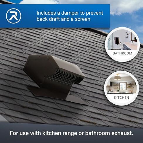 Rooftop Exhaust Vent Cap with Damper (8 Inch, Black) in Saudi Arabia
