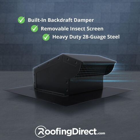 Rooftop Exhaust Vent Cap with Damper (8 Inch, Black) in Saudi Arabia