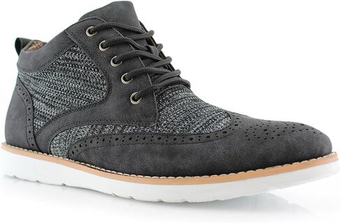Polar Fox Mens Colbert MPX506059 Wingtip Memory Foam Mid-Top Sneaker Knitted Perforated Casual Chukka Boots in Kuwait