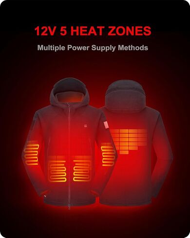 DEWBU Heated Jacket Polar Fleece with 12V Battery Pack Soft Fleece Electric Heating Hoodie for Men in Kuwait