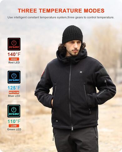 DEWBU Heated Jacket Polar Fleece with 12V Battery Pack Soft Fleece Electric Heating Hoodie for Men in Kuwait