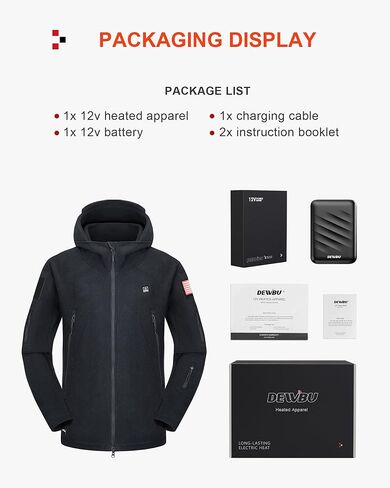 DEWBU Heated Jacket Polar Fleece with 12V Battery Pack Soft Fleece Electric Heating Hoodie for Men in Kuwait