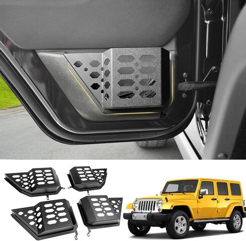 Metal Front & Rear Door Storage Box Pockets for 2007-2018 Jeep Wrangler JK JKU Sturdy Door Side Insert Molle Panels Organizer for 07-18 Wrangler JK JKU 4 Door Interior Accessories 4PCS in Saudi Arabia