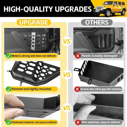 Metal Front & Rear Door Storage Box Pockets for 2007-2018 Jeep Wrangler JK JKU Sturdy Door Side Insert Molle Panels Organizer for 07-18 Wrangler JK JKU 4 Door Interior Accessories 4PCS in Saudi Arabia
