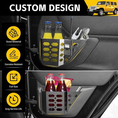 Metal Front & Rear Door Storage Box Pockets for 2007-2018 Jeep Wrangler JK JKU Sturdy Door Side Insert Molle Panels Organizer for 07-18 Wrangler JK JKU 4 Door Interior Accessories 4PCS in Saudi Arabia