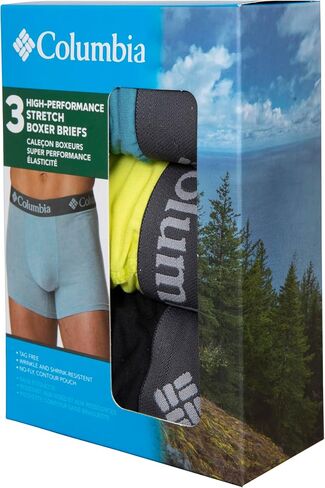 Columbia Men's 6 Pack Polyester Spandex Boxer Brief, X-Large Multi in Saudi Arabia
