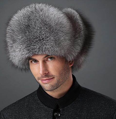 DTDYG18 XUYUZUZUAUU قبعة شتوية من الجلد الطبيعي الروسي Ushanka قبعات الأذن, ناتشرال براون, مقاس واحد in Kuwait