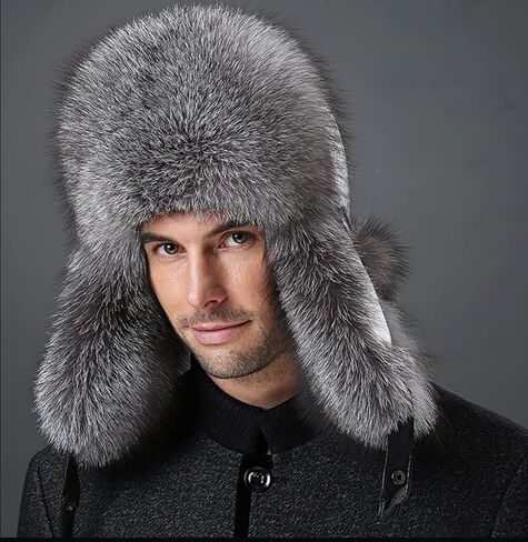 DTDYG18 XUYUZUZUAUU قبعة شتوية من الجلد الطبيعي الروسي Ushanka قبعات الأذن, ناتشرال براون, مقاس واحد in Kuwait