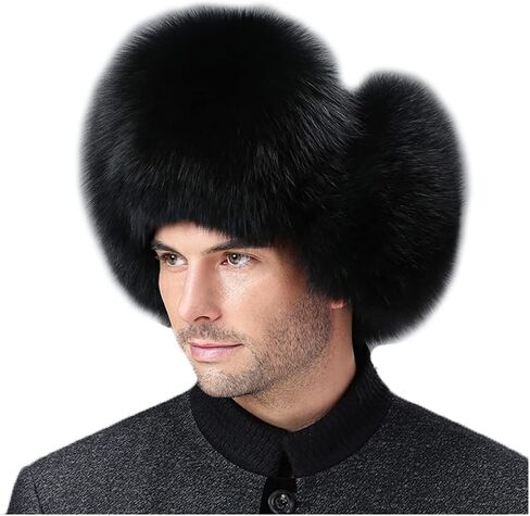 DTDYG18 XUYUZUZUAUU قبعة شتوية من الجلد الطبيعي الروسي Ushanka قبعات الأذن, ناتشرال براون, مقاس واحد in Kuwait