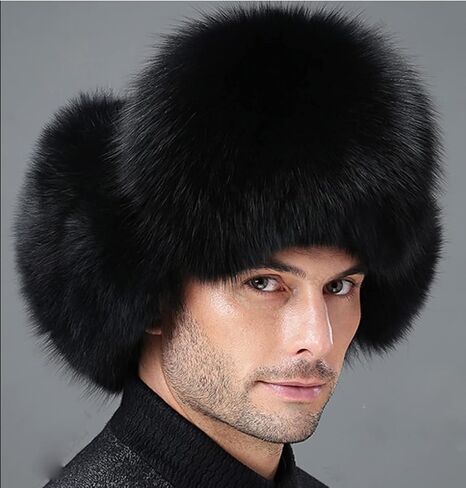 DTDYG18 XUYUZUZUAUU قبعة شتوية من الجلد الطبيعي الروسي Ushanka قبعات الأذن, ناتشرال براون, مقاس واحد in Kuwait