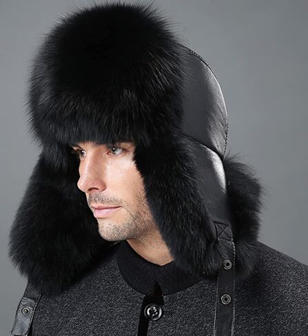 DTDYG18 XUYUZUZUAUU قبعة شتوية من الجلد الطبيعي الروسي Ushanka قبعات الأذن, ناتشرال براون, مقاس واحد in Kuwait