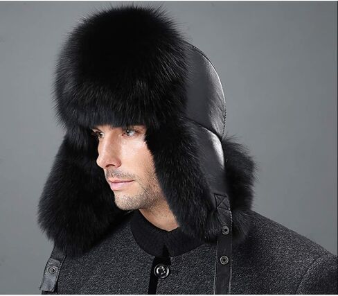 DTDYG18 XUYUZUZUAUU قبعة شتوية من الجلد الطبيعي الروسي Ushanka قبعات الأذن, ناتشرال براون, مقاس واحد in Kuwait