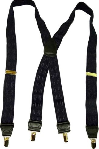 Hold-Up Suspender Company Jacquard Series Suspenders for Men X-Back Style with USA Patented Black No-Slip Clips in Kuwait