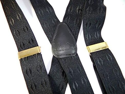 Hold-Up Suspender Company Jacquard Series Suspenders for Men X-Back Style with USA Patented Black No-Slip Clips in Kuwait