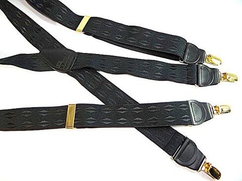 Hold-Up Suspender Company Jacquard Series Suspenders for Men X-Back Style with USA Patented Black No-Slip Clips in Kuwait