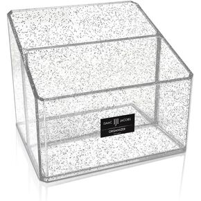 Isaac Jacobs Clear Acrylic 2-Section Organizer, Remote Holder & Multi-Functional Makeup, Brush, Pen & Pencil Storage Solution, for The Home, Bathroom, Office, Child’s Desk (2-Section, Clear)