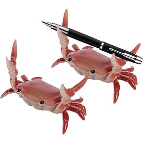 2Pcs Funny Crab Pen Holder Weightlifting Crab Desk Pen Stand for Pen Storage Office Desk Display Decorations