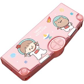 Cute Cartoon Dinosaur Pencil Case for Girls,Pop Up Multifunctional Pencil Box with Sharpener,Schedule,School Supplies,Kids Pencil Pouch with Compartments