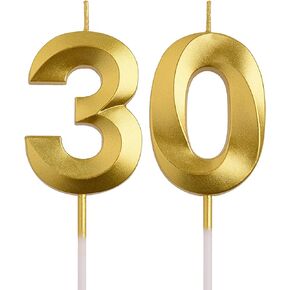 30th Birthday Candles, Rose Gold 30 Year Old Number Birthday Candles, Number 30 Candles for Men Women, Birthday Party Decorations Cake Topper Gifts for Wedding Anniversary Celebration
