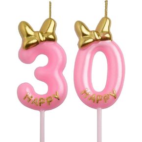 شموع عيد الميلاد الثلاثين، شموع عيد ميلاد عدد 30 عامًا من الذهب الوردي، عدد 30 شمعة للرجال والنساء، ديكورات حفلات أعياد الميلاد، هدايا تزيين الكيك للاحتفال بالذكرى السنوية للزفاف